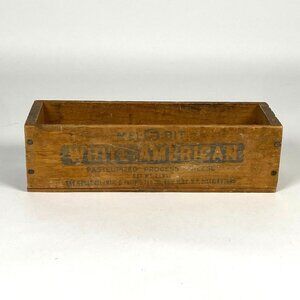 Vintage Wooden Cheese Box Mel-O-Bit White American Cheese Wood Crate